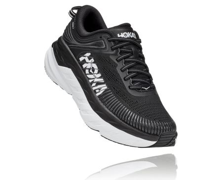 Hoka One One Bondi 7 - Tenis Corrida Estrada Mulher Pretas / Branco | PT-ouaYG0r